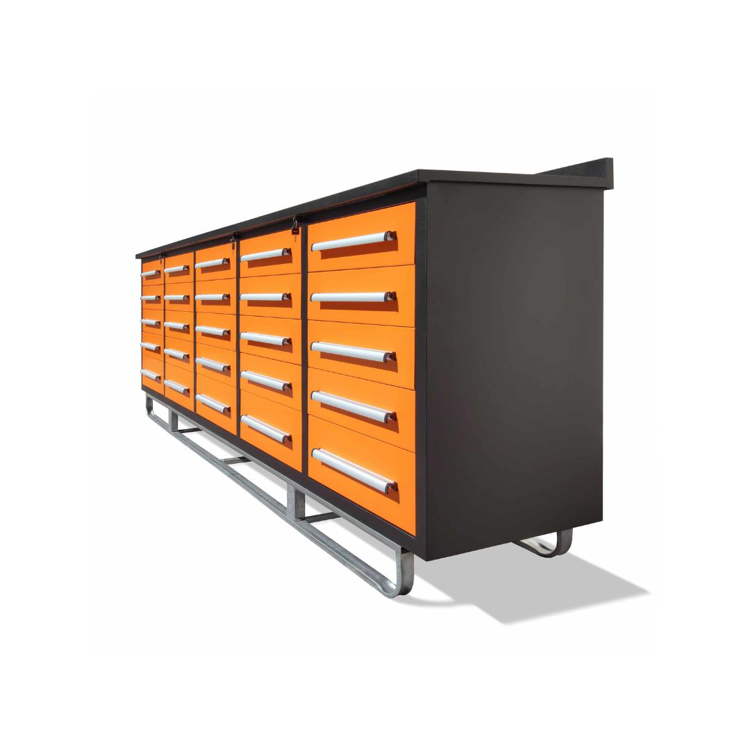 M&B | 10&rsquo; Workbench Cabinet with 25 Drawers - STARMAX Containers PTY. LTD